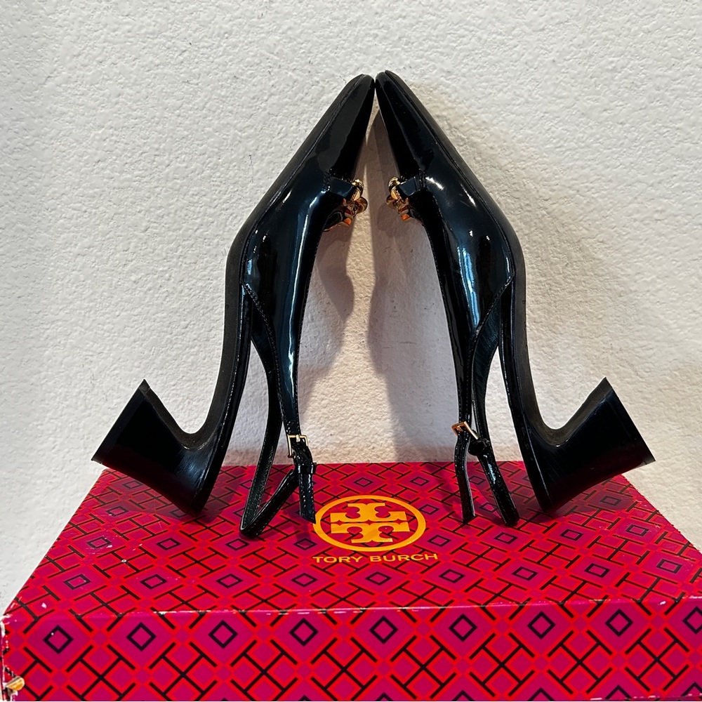 Tory Burch 55 mm Jessa Slingback Shoes Patent Leather, Size 7, New with Box - Picture 4 of 11